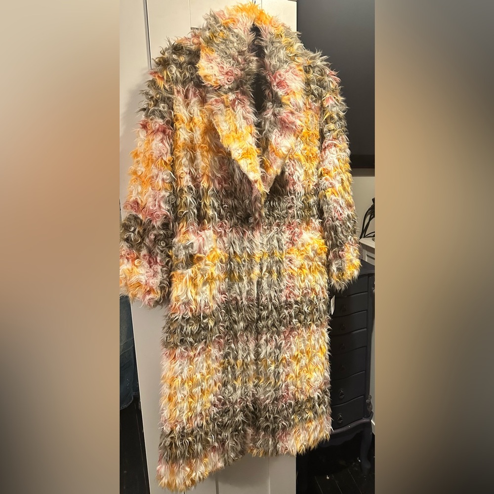 NWT Free People Cardi Plaid Faux Fur Coat $698 MSRP - Picture 8 of 16